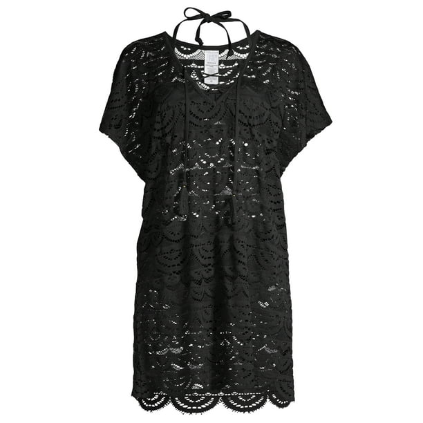 Time and Tru Women's and Women’s Plus Lace Crochet Swim Coverup ...