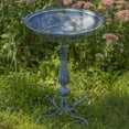 thumbnail image 2 of Zaer Ltd. Ornate Pedestal Style Birdbath with Cast Iron Birds on Rim (Blue), 2 of 7