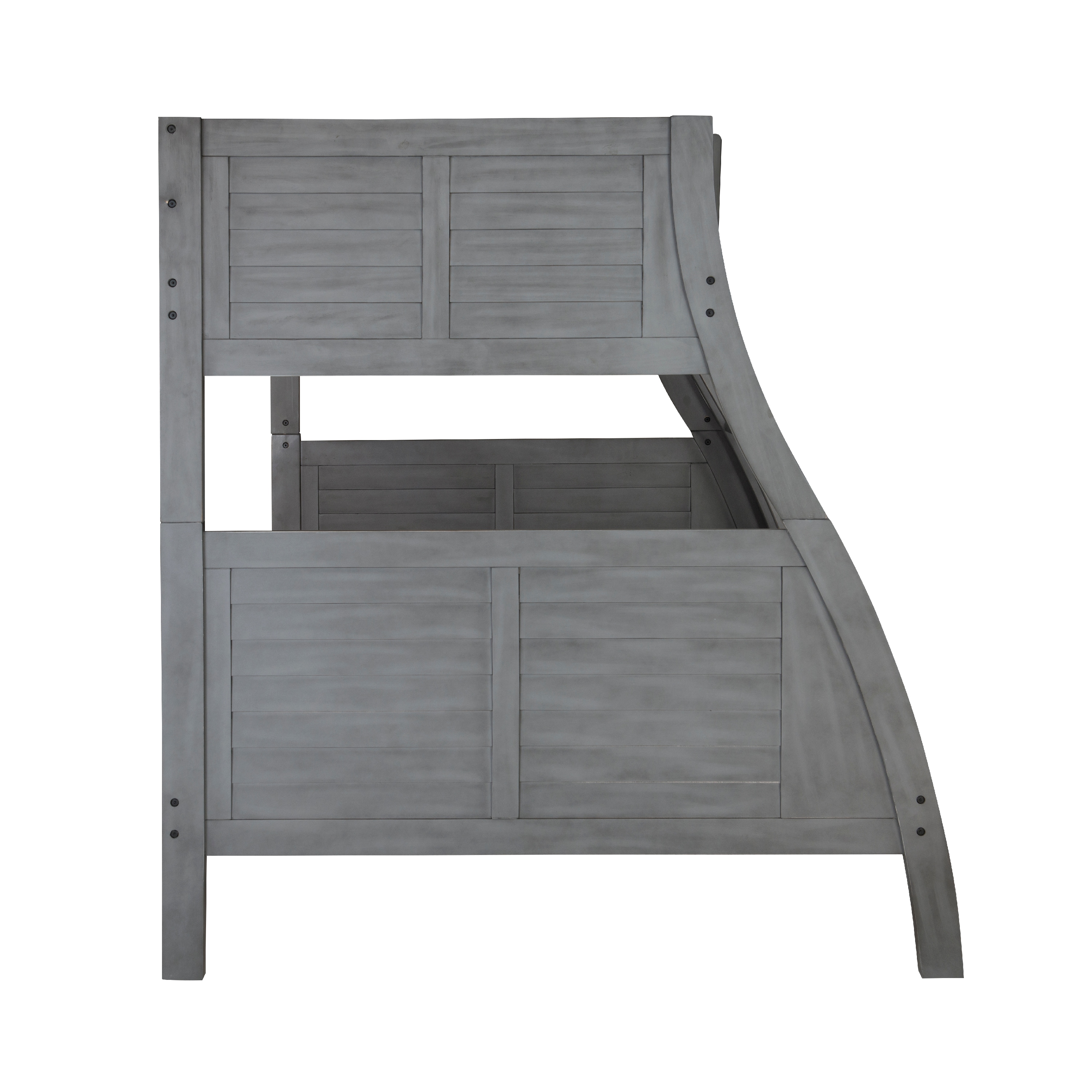 Powell Driscoll Kids Wood Twin over Full Bunk Bed with Built-in Ladder, Gray