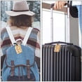 thumbnail image 5 of Square 2Pack PU Leather Lucky Cats Fish Cruise Luggage Tag with Privacy Cover and Name ID Tag for Travel Handbags Backpacks Luggage Tags, 5 of 6