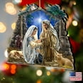 thumbnail image 4 of Designocracy Set of 2 Nativity Glory to God Wooden Christmas Ornaments 5.5", 4 of 5
