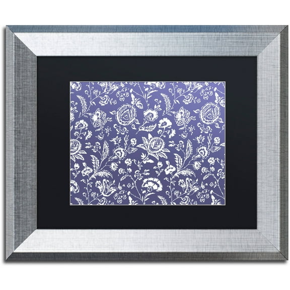 Trademark Fine Art "Toile Fabrics X" Canvas Art by Color Bakery Black Matte, Silver Frame