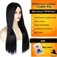thumbnail image 3 of Peluca larga TOPHR negra recta de 70 cm para mujer, Halloween, 3 of 7