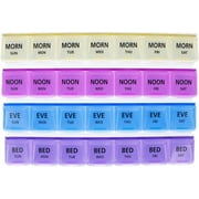 Weekly Portable Pill Organizer, AM/PM, 4 Times a Day, 7 Day Medicine Pill Box Planner, Color Coded, 28 Compartment