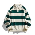 thumbnail image 6 of XIAOCHA Mens Striped Polo Shirt Long Sleeve Half Zip Top Classic Casual Rugby Pullover, 6 of 7