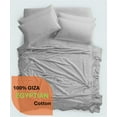 thumbnail image 2 of 1000 Thread Count, 100% Giza Egyptian Cotton Bedding Set, 6-PC Sheets Set, 30 Inch Deep Pocket of Fitted Sheet, Soft Sateen Weave Breathable - Silver Grey, King, 2 of 7