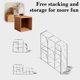 thumbnail image 5 of Estantería apilable con forma de cubo para almacenamiento, organizador de ar, estantería estrecha y abierta para espacios pequeños (montaje sin herramientas, marrón), 5 of 6