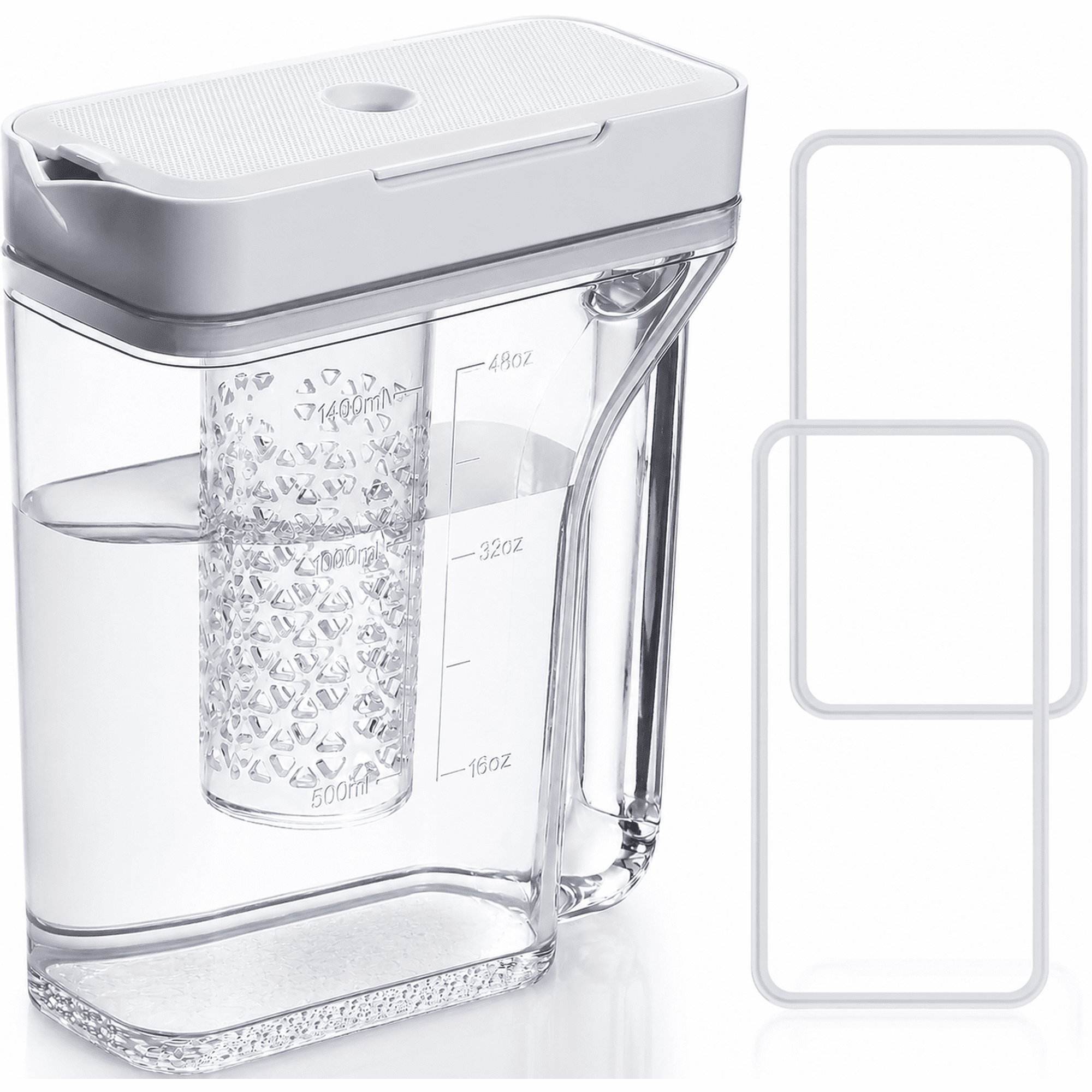DA97-17395B Refrigerator Water Pitcher Compatible with Samsung RF28R7351SR RF28R7351SG RF22R7351SR RF23R6301SR, Fridge Door Water Reservoir with 2 Sealing Rings