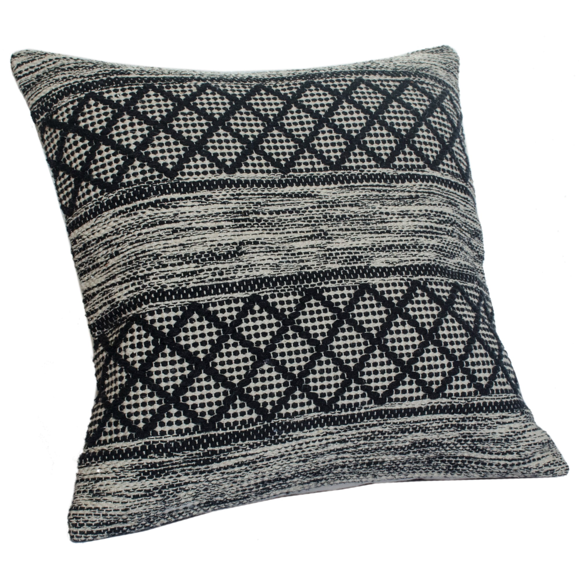 Harlow Hill Gray/Black Geometric Farmhouse Cotton Blend Throw Pillow Cover, 20" x 20"