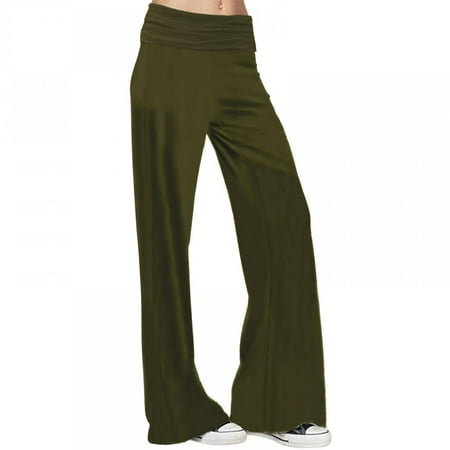 

Patlollav Womens Comfy Pajama Pants Wide Leg Lounge Palazzo Yoga Pants Loose Solid Fold Waist Pants