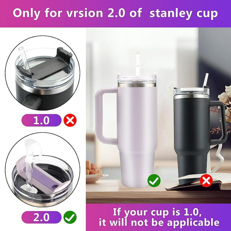 2Sets Silicone Spill Proof Stopper for Stanley 40/30 oz Quencher 1.0  Tumbler with Handle for Stanley Cup Accessories Including 2 Straw Cover  Cap, 2 Round Leak Stopper 2 Square Spill Stoppers 