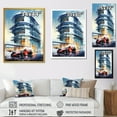 thumbnail image 4 of Designart "Sports Car Race at 24 Hours Le Mans in France" Architecture Framed Wall Art - Modern Blue Race Tracks Living Room Framed Canvas Art, 4 of 6