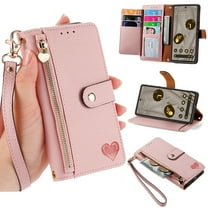 Dteck for Samsung Galaxy A72 5G Wallet Case, PU Leather Flip Folio Case with 7 Card Holders Zipper Pocket RFID Blocking Kickstand Shockproof TPU Inner Shell Phone Cover for Galaxy A72 5G,Pink
