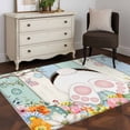 thumbnail image 4 of Easter 3'x5' Washable Rug, Spring Watercolor Bunny Eggs Wood Grain Teal Blue Non-Slip Area Rugs for Entryway Kitchen Classroom, StainResistant Dorm Throw Carpet, Low Pile Soft Indoor Floor Mat, 4 of 9
