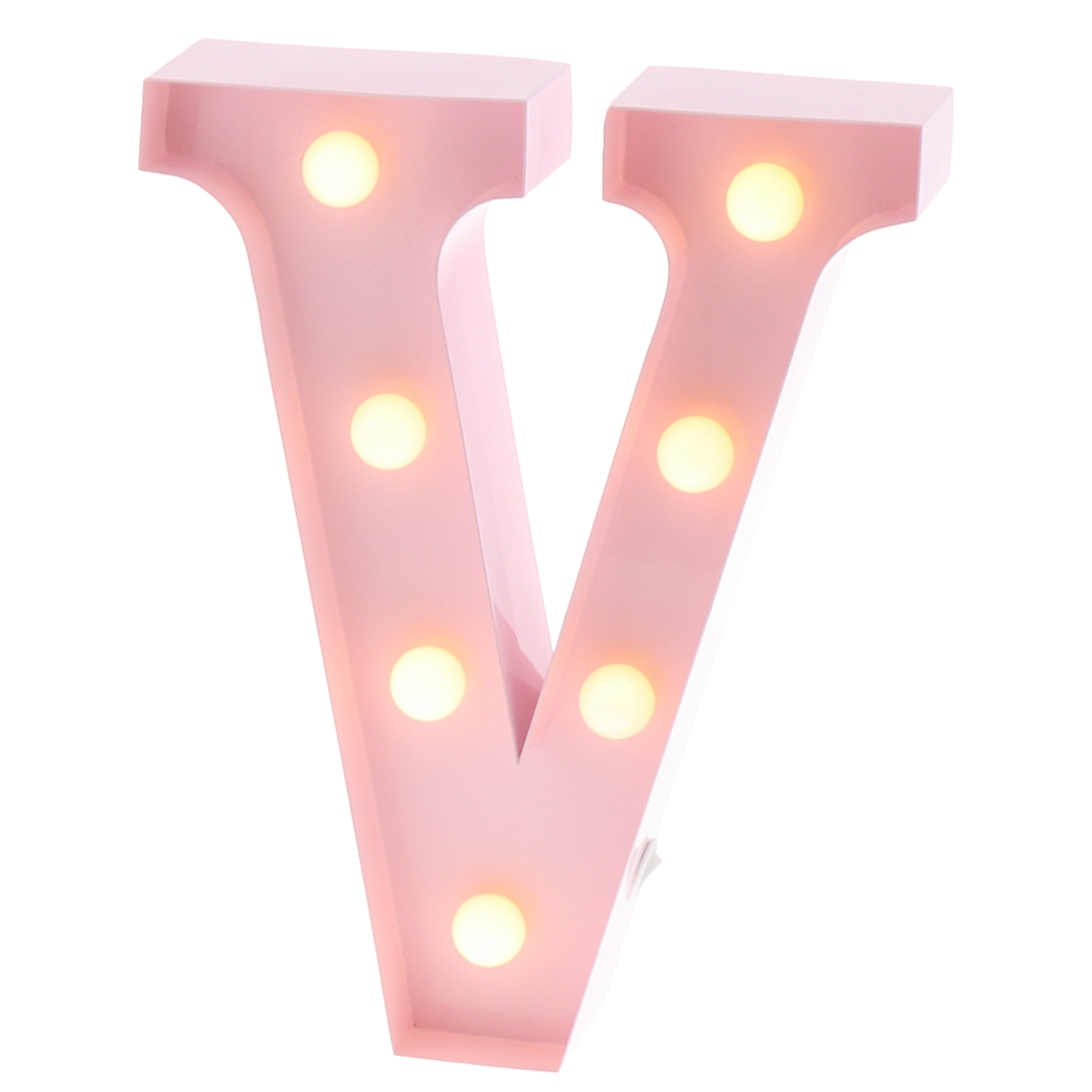 Home and Event Decoration 9” Barnyard Designs Metal Marquee Letter V Light Up Wall Initial Nursery Letter Baby Pink 