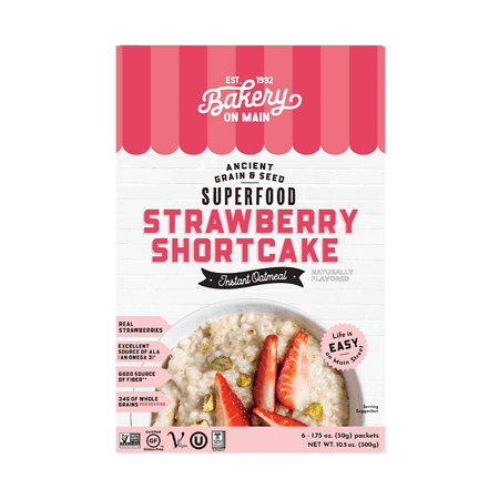 Bakery On Main, Strawberry Shortcake Instant Oatmeal, Gluten Free, 10.5 oz