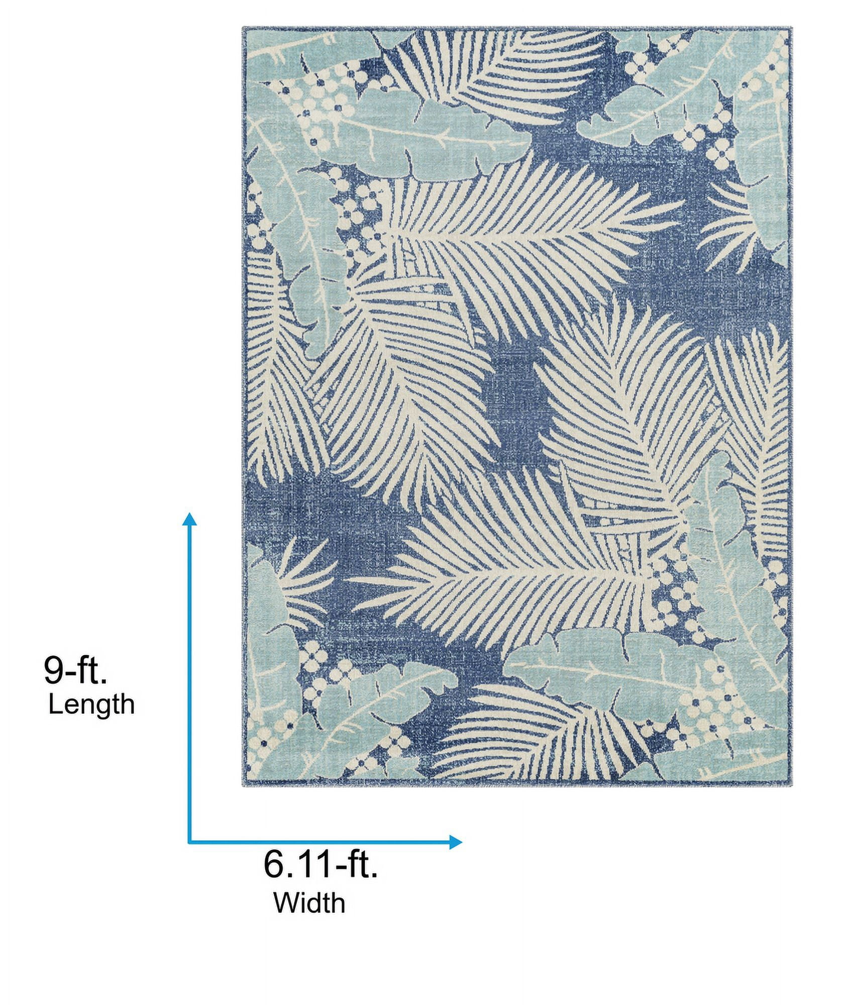 Livabliss Outdoor Rugs, 7x9 Bodrum Coastal Tan Area Rug for Patio, Porch, Deck, Backyard, Waterproof Indoor Outdoor Carpet (6'11" x 9')