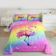 thumbnail image 2 of Feelyou Cute Pink Flamingo Full Size Comforter Sets, Fashion Rainbow Artwork Bedding Comforter Set, Teens Kids Boys Girls Reversible Bedding Sets, Ultra Soft Bedroom Decor, 3 Pieces, 2 of 8