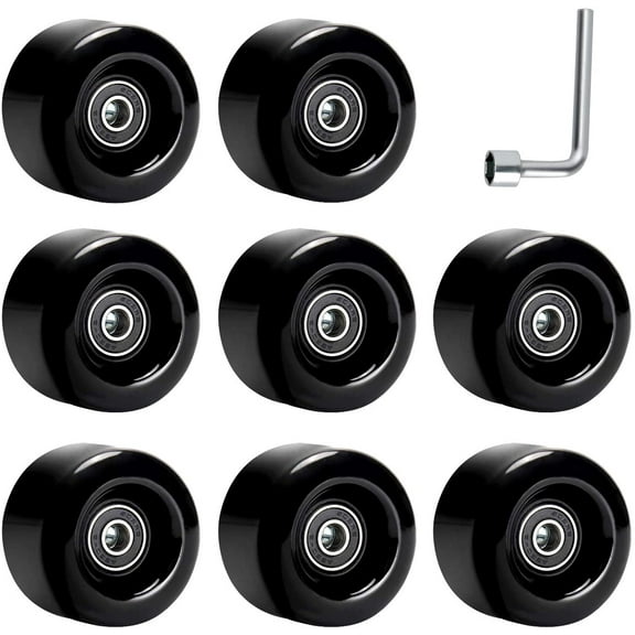 8 Pack 58mm x 32mm / 65mm x 36mm Quad Roller Skate Wheels with ABEC-9 Bearings, Durable Wear-Resistant PU Wheels Replacements Double-Row Roller Skating Accessories