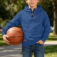 thumbnail image 6 of Boys Quarter Zip Trendy Hoodie Casual Warm Long Sleeve Front Pocket Kids Fall Pullover Sweatshirt Navy 12, 6 of 8