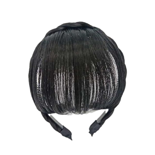 Pièce d'Élastique pour Perruque de Mode avec Frange avant, Postiche en Fibre Synthétique Résistante à la Chaleur pour le Front pour Femmes, Style Naturel et Enfilage Facile, Largeur de 13,5 cm