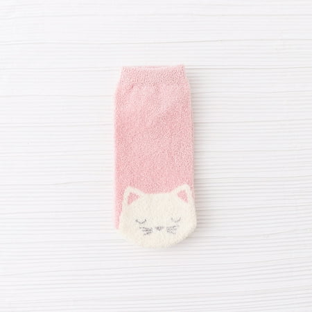 

Lawor Socks For Men&Women Women Cartoons Lovely Animal Coral Fleece Socks Thicken Keep Warm Floor Socks Pink