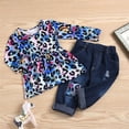 thumbnail image 4 of Toddler Baby Girl Outfits Long Sleeve Leopard T-Shirt Tops Ruffle Ripped Denim Pants Fall Clothes, 4 of 6