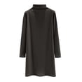 thumbnail image 2 of YHAJDS Women's Casual Dress,Fall Dresses for Women Long Sleeve Dress Solid Color Crew Neck Knee Length Comfortable Thermal Fleece Casual Dress with Sleeves, 2 of 5