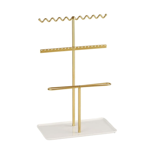 Organizador de joyas de 3 niveles para mujer, elegante y práctico para guardar joyas. Oro
