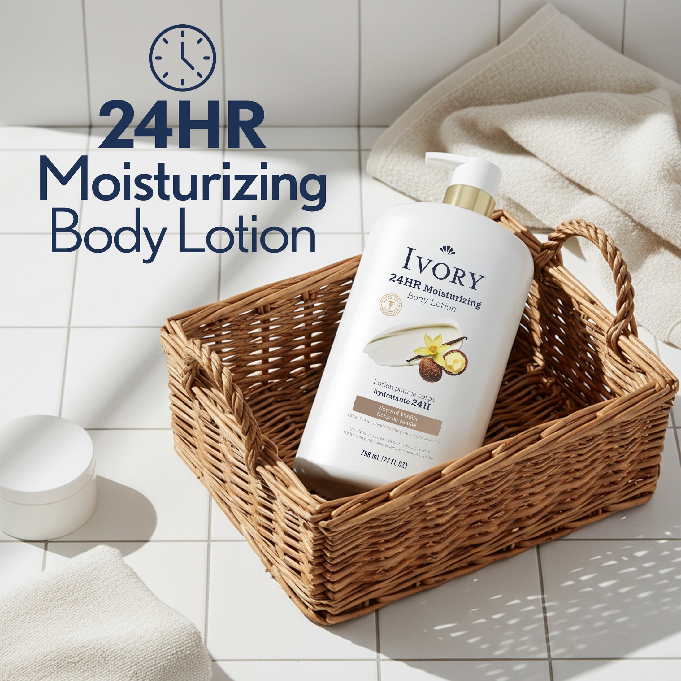 Ivory Body Lotion, Notes of Vanilla Scent, 27 fl oz