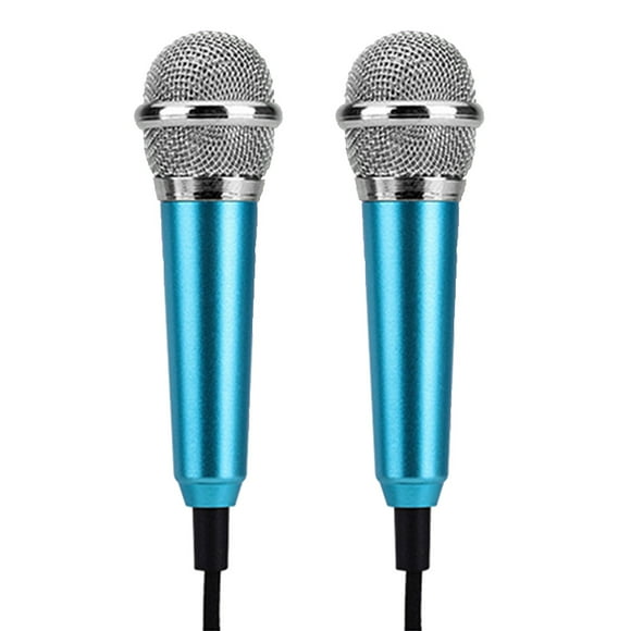 2 micrófonos móviles K Song, mini micrófonos para teléfono celular (azul, tipo aleatorio).