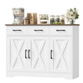thumbnail image 6 of Homfa 42.5'' Kitchen Buffet Sideboard Cabinet, 3 Drawers Farmhouse Coffee Bar Storage Cabinet with Adjustable Shelf, White, 6 of 7