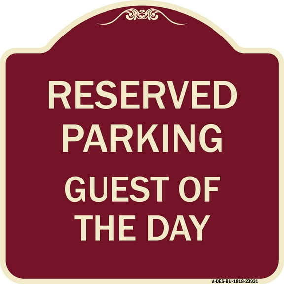 SignMission Designer Series Sign - Guest of the Day | Burgundy 18" X 18" Heavy-Gauge Aluminum Architectural Sign | Protect Your Business & Municipality | Made in the USA