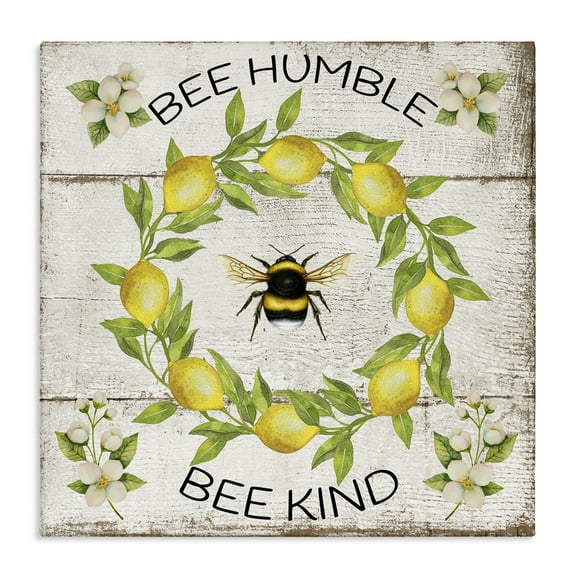 Stupell Industries Bee Humble & Kind Rustic Insects Painting Wrapped Canvas Art Print Wall Art, 17 x 17