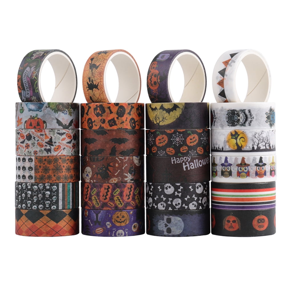 24 Rolls Halloween Washi Tapes Pumpkin Bat Skull Patterns Tapes for