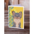 thumbnail image 2 of Summer Sunflowers Longhaired Blue and Tan Chihuahua Greeting Cards and Envelopes Pack of 8 7 in x 5 in, 2 of 3