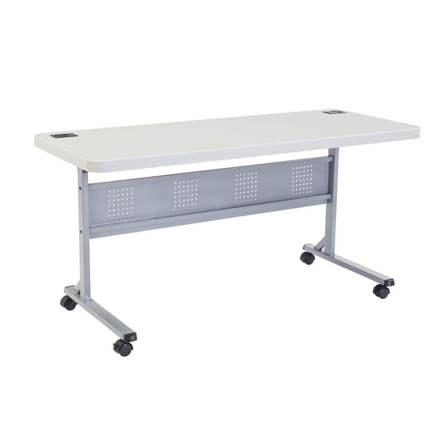 NPS BPFT Series 24x60" Plastic Flip-N-Store Training Table in Speckled Gray