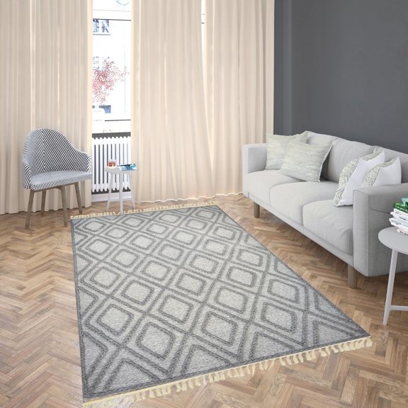 Fabstyles Gazali Wool Tapis de chiffon fait à la main pour salon, couloir, patio