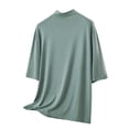 thumbnail image 3 of LangJing Womens Pajama Tops Short Sleeve Plus Size Loose Fit T Shirts High Neck Summer Spring Tops 2026 Basic Casual Sleepwear Green,XXXL, 3 of 6