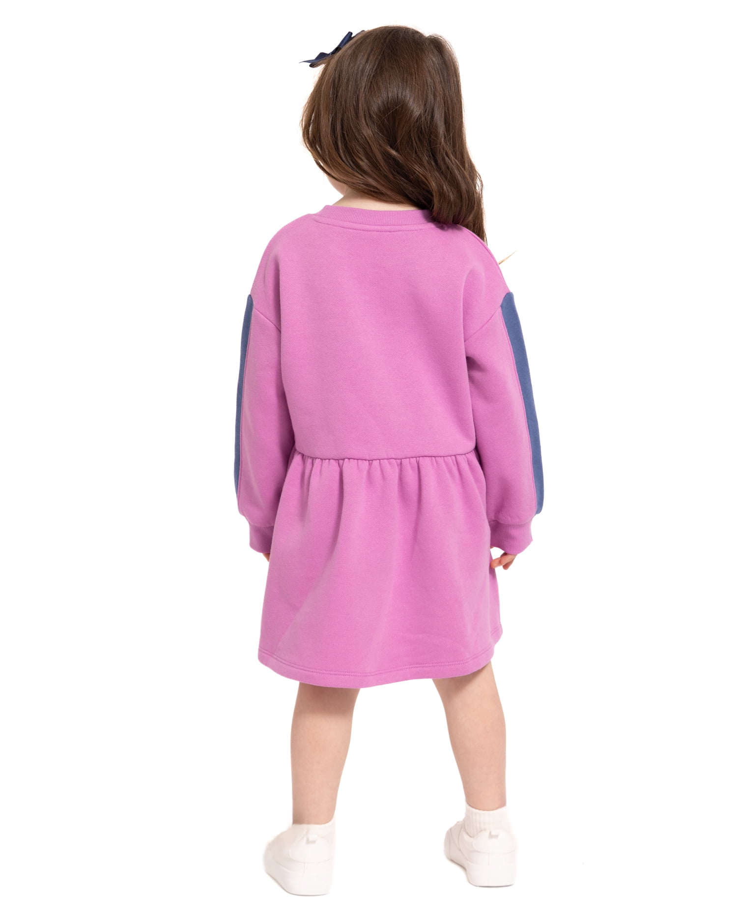 Wonder Nation Toddler Girls Embroidered Graphic Fleece Dress with Long Sleeves, Sizes 12M-5T