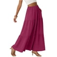thumbnail image 2 of WQNVRNR Maxi Skirt for Women- Long Flare A-Line Vacation High Waist Pleated Flowy Skirt with Pockets Hot Pink Size 2XL, 2 of 7