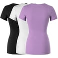 thumbnail image 2 of Made by Olivia Women's Basic Solid Multi Colors Fitted Short Sleeve T-Shirt [S-3XL], 2 of 3