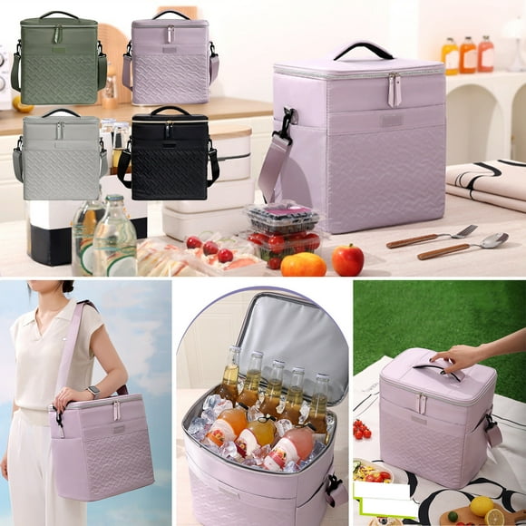 Sacs à lunch isolés avec bretelles pour femmes/hommes, réutilisables, Extensibles, sac fourre-tout isotherme pour le travail, l'école, la pique-nique, la plage, PENDANE, Black