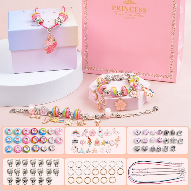 Draggmepartty Unicorn Girl Gift Jewelry Making Kit - Kids Toys Art Crafts Ages 6 7 8 9 10+ Charm Bracelet Making Supplies Beading, Girl's, Size: One