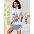 thumbnail image 5 of Ekouaer Women's Satin Nightshirt Short Sleeve Button Down Nightgown V-Neck Sleepwear Pajama Dress with Pockets, 5 of 6