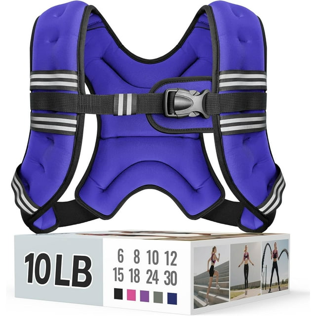TEMOGU-Weighted Vest for Women & Men with Reflective Stripe and Adjustable Buckle, Comfortable & Durable Rucking Vest for Walking, Running & Strength Training, 10LBS-Purple
