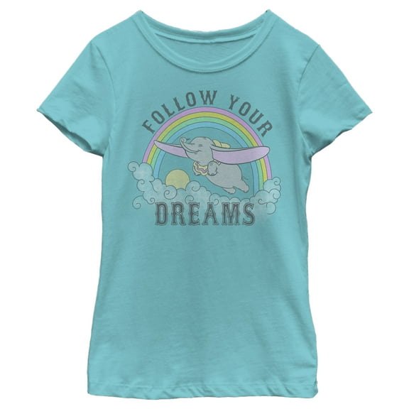 Girl's Dumbo Over the Rainbow Graphic Tee Tahiti Blue Medium