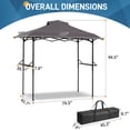 thumbnail image 3 of Zimtown 8' x 5' Grill Gazebo All-Weather Steel Construction w/ Bag for Patio, Backyard, BBQ (Light Gray), 3 of 10
