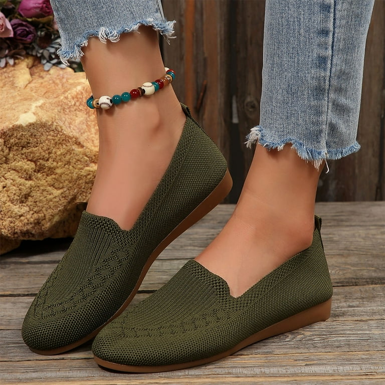 Tawop Women's Shoes Womens Dress Shoes Work Shoes Flats Mesh Casual Dress  Green 6.5 - Walmart.com