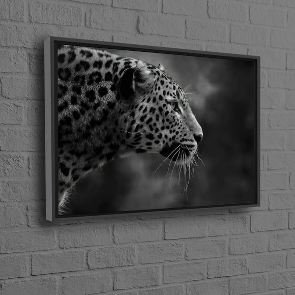 Grand Art en Toile Encadré avec un Léopard Sauvage 3D Idéal pour Loft Ou Décoration Murale de Cuisine